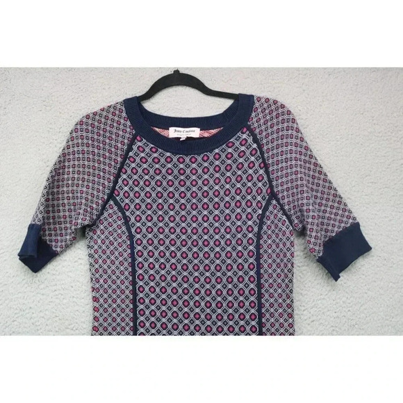 Juicy Couture Short Sleeve Diamond Print Sweater Dress-Size Large-Short - Picture 2 of 9